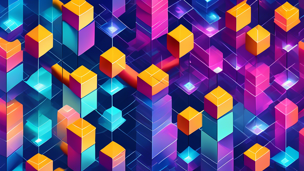 A digital chain made of interconnected blocks, with each block containing data of cryptocurrency transactions, floating in a vast digital space.